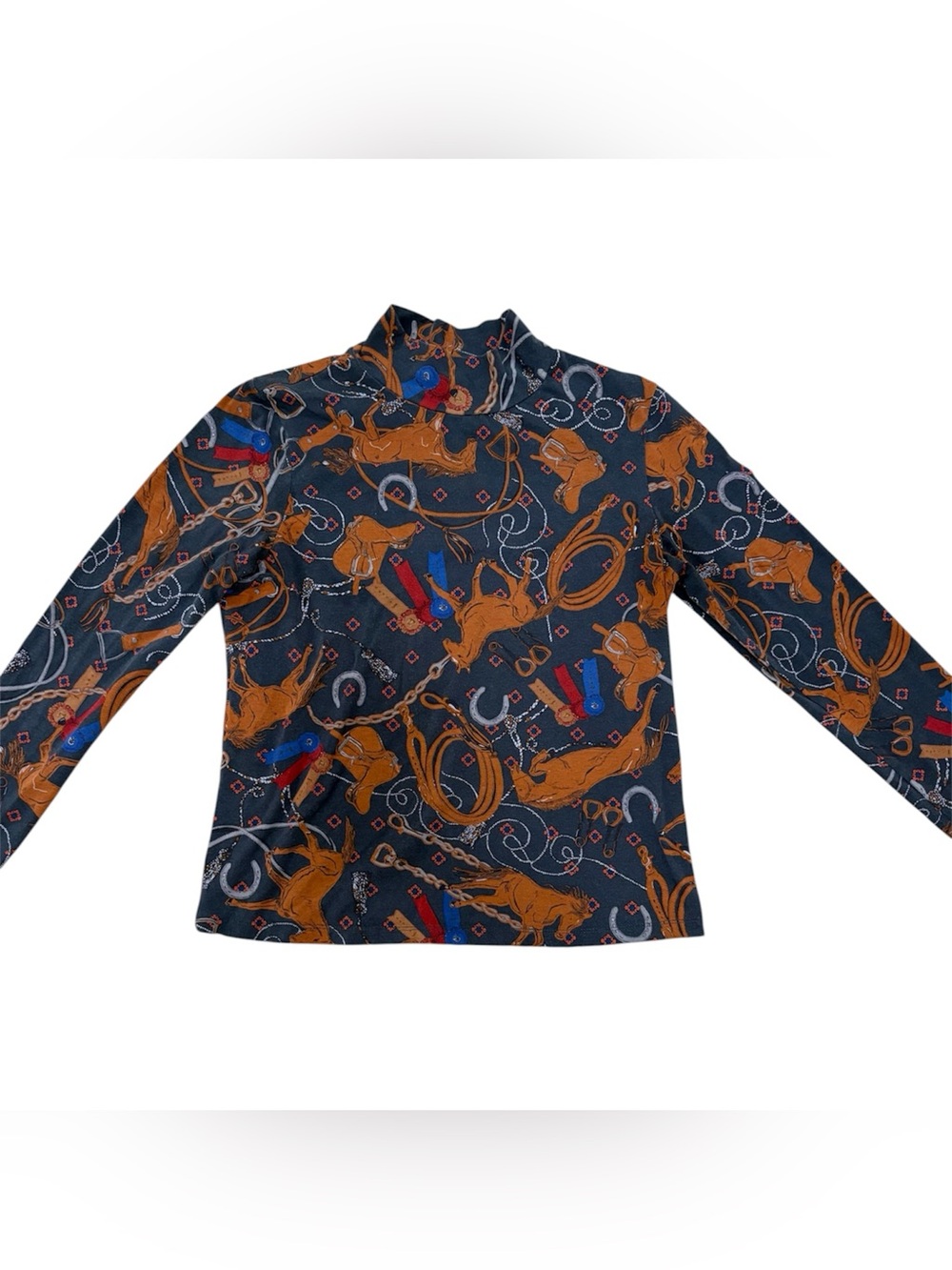 Anthropologie Horse Print Mock
Neck Top